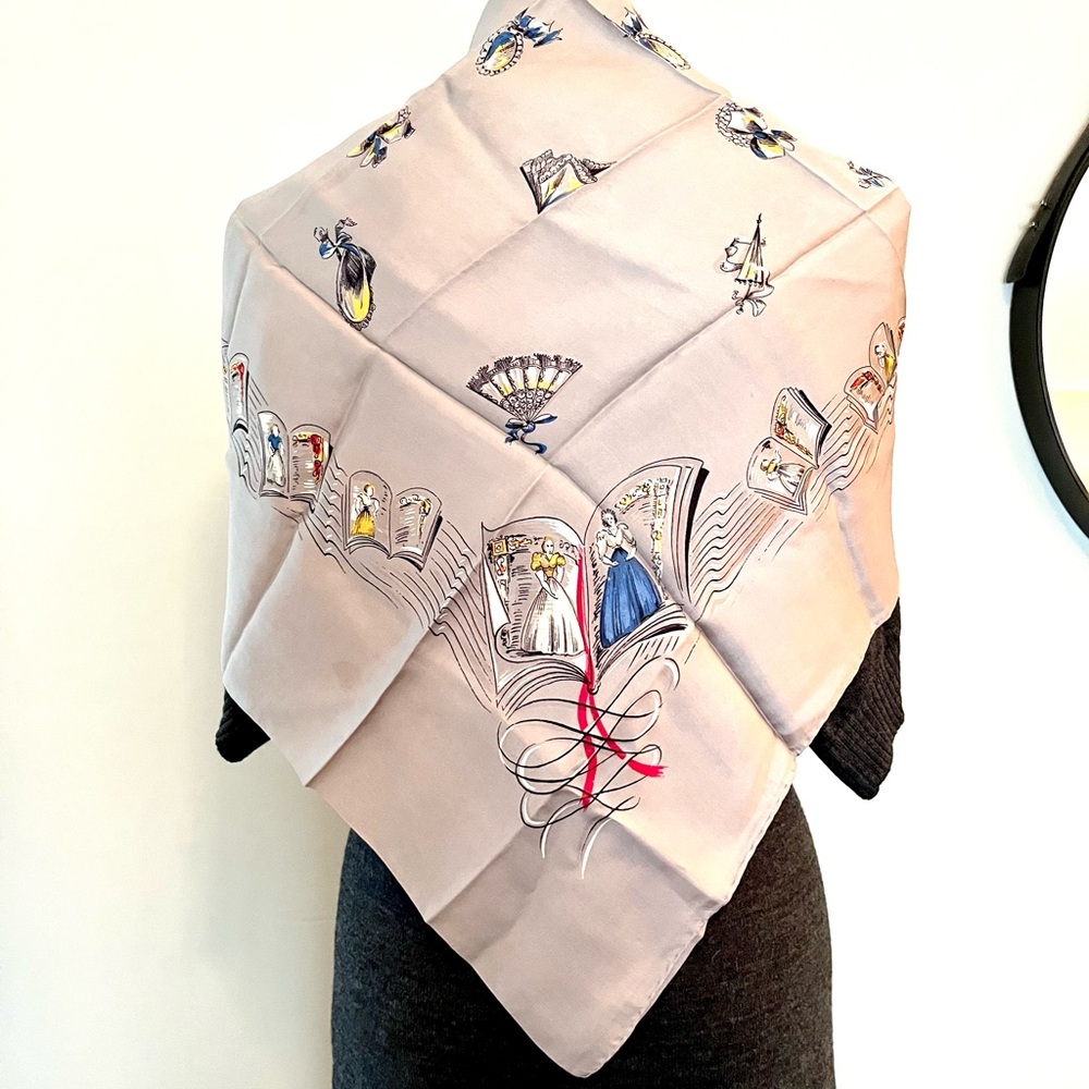 Vintage Large Silk Hand-Rolled Scarf